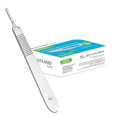 Imagem de Kit Podologia Cabo Tipo Bisturi Inox N°4 com 100 Lâminas N°22