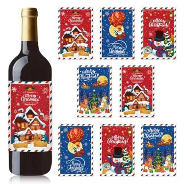 Imagem de HAN SHENG Etiquetas de garrafa de vinho de Natal - 40 peças de etiquetas de presente de Natal para champanhe, decoração de festa (15 x 10 cm)