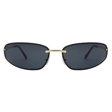 Imagem de Oculos de Sol Oval Premium Original Blogueira Tendencia moda Praia Verão Em Alta UV400 Feminino Unisex - Modelo Next - Cacife Brand (Preto e Dourado)