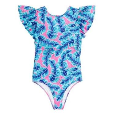 Imagem de Maiô Forrado Estampado Com Proteção Solar Uv Babados C/ Bojo - Jagar, 