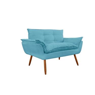 Imagem de Namoradeira Decorativa para Sala de Estar Opala Suede Azul Turquesa - Montanaris Decor