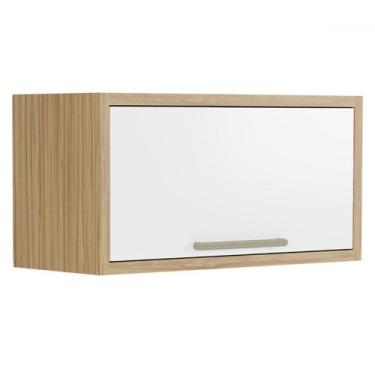 Imagem de Armário Aéreo Cozinha 80 Cm Syrah 1 Porta 100% Mdf Amêndoa/Branco - Ri