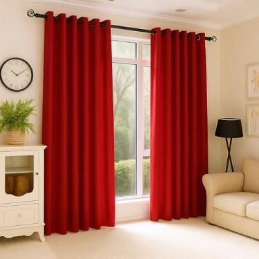 Imagem de Cortina Premium Para Sala, Quarto E EscritóRio - Tecido Blackout Corta-Luz, DecoraçãO Elegante E Moderna(vermelho)