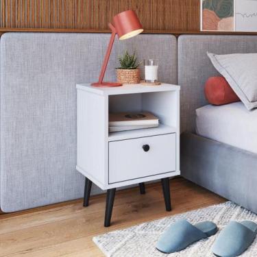 Imagem de Mesa de Cabeceira Infantil 1 Gaveta Quarto Branco - Plasmóbile
