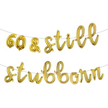 Imagem de Faixa de glitter multicolorida 60 & Still Stubborn - Decorações de festa de aniversário de 60 anos (G 60 & STILL STUBBORN Gold)