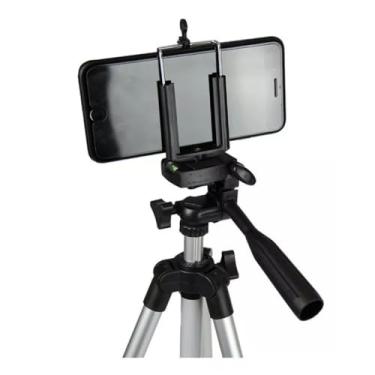 Imagem de Tripé Universal Profissional 3 em 1 com Suporte para Celular e Câmera – Altura Ajustável até 1 Metro, Leve e Dobrável, Rotação 360° + Bolsa de Transporte – Estabilidade e Precisão em Cada Foto!