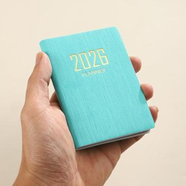 Imagem de Agenda 2026 mini agenda diária, bloco de notas portátil de bolso, agenda agenda, livro para escritório, casa, ciano