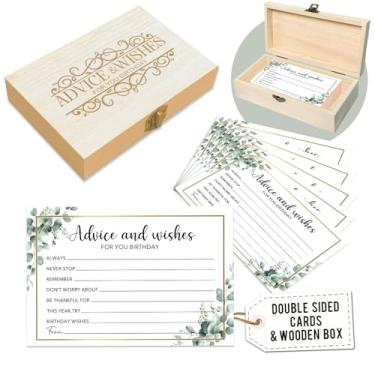 Imagem de LeFohLon Cartões de conselhos e desejos com caixa para aniversário, 50 Psc cartões de conselhos desenhados à mão para festa de jogo - decorações de festa de aniversário de 16, 18 anos - A05