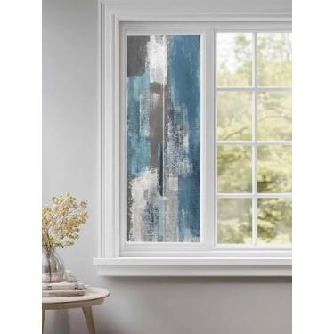 Imagem de Película de privacidade para janela, mancha azul, película estática para janelas de vidro, adesivos de vidro decorativos removíveis para casa, banheiro, escritório, 45 x 99 cm, textura abstrata