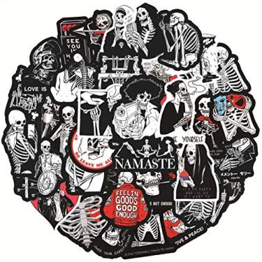 Imagem de 50 adesivos para garrafa de água assustadora preto e branco, adesivos para álbuns de fotos, skate, celulares, laptop, adesivo de vinil à prova d'água para adultos, amigas, adolescentes, irmã 2