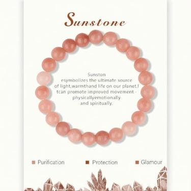Imagem de Pulseiras elásticas com contas naturais Sunston feitas à mão, presente para Natal, aniversário, dia das mães, presentes inspiradores de saúde mental para mulheres, amigas, irmãs, mãe, mãe