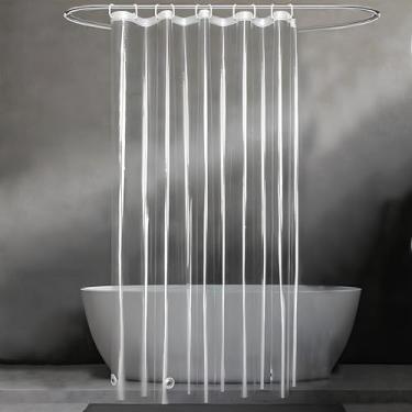 Imagem de Forro de cortina de chuveiro com 10 ganchos, forro de plástico transparente cortina de banheiro de plástico impermeável