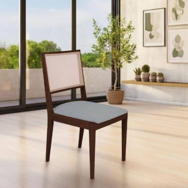 Imagem de Cadeira De Jantar Suellen Em Madeira E Mdf Castanho Linho Cinza