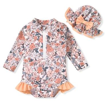 Imagem de Maiô de peça única para meninas Aalizzwell Floral 6-12M