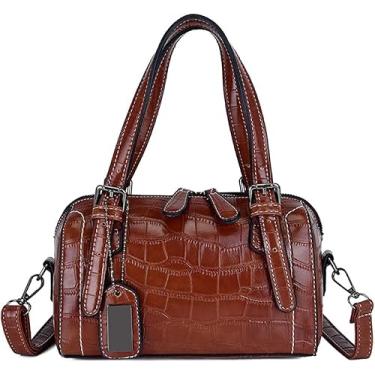 Imagem de Bolsa Feminina Pu Couro Crocodilo Padrão Top Handle Bolsa Messenger Bag, Brown