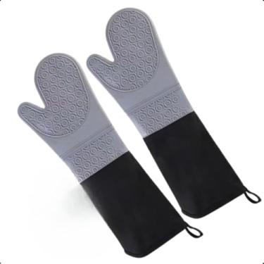 Imagem de Luva TéRmica De Silicone Para Forno E FogãO, Luva De Cozinha Segura(CINZA 2 Uni)