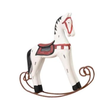 Imagem de Generic Estátua de Cavalo de Balanço de Madeira, Estatueta Decorativa, Escultura Portátil Colecionável para Decoração de Sala de Estar ou Prateleira, Branco