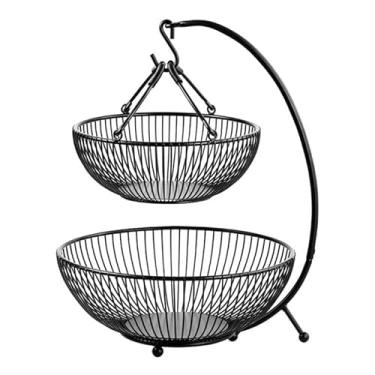 Imagem de Cesta De Frutas Para Mesa — Rack De Armazenamento De Dois NíVeis Para Bancada E BalcãO