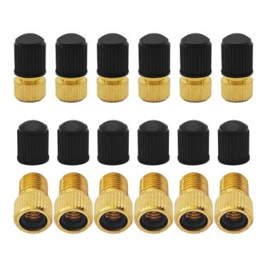 Imagem de bociloy 12 peças de latão Presta para adaptador de válvula Schrader - Converta Presta para compressor de ar de bomba de bicicleta padrão - Adaptador de inflação de pneu de bicicleta com 12 peças de