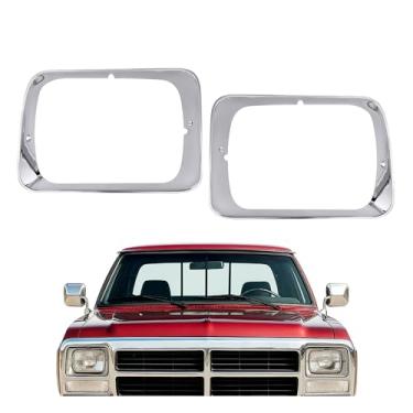 Imagem de HECASA Par de acabamento de moldura de farol compatível com Dodge D150 D250 D350 W150 W150 W250 W350 W350 substituição para CH2512118 CH2513118 Capa de farol cromado prateado lado do motorista e do