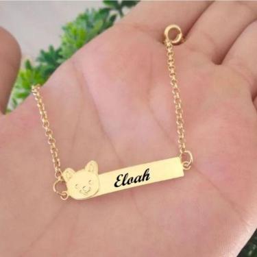 Imagem de Pulseira Infantil Chapinha Com Ursinho Em Banho De Ouro