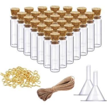 Imagem de Mini garrafas de vidro Sxminer de 2 ml, 100 peças com rolhas de cortiça, pequenas garrafas de vidro de cortiça, frascos com fios de 20 metros, parafusos de olhal pequeno funil para decoração