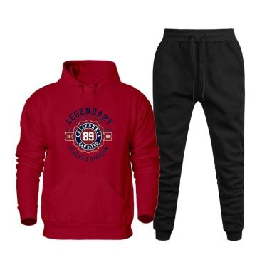 Imagem de Conjunto Moletom Estampado Plus Size Masculino Blusa Canguru Para o Frio e Calça Quentinha Macia