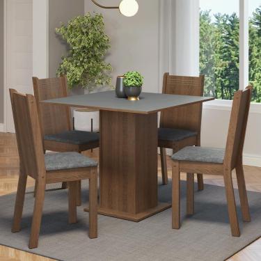 Imagem de Conjunto Sala De Jantar Mesa Tampo De Madeira 4 Cadeiras Rustic Cinza Silver Samara Madesa