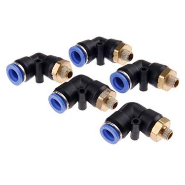 Imagem de 5pcs M5"1/8'1/4' '3/4' '3/8' '1/2' Encaixes pneumáticos de conexão pneumática cotovelo Empurre rápido no encaixe do tubo do conector para o tubo de mangueira 4/6/ 8/10/ 12mm YYDFPIIA