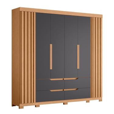 Imagem de Guarda Roupa Casal Doble 4 Portas E 4 Gavetas Freijó-titanium - Móveis Albatroz Freijó-titanium