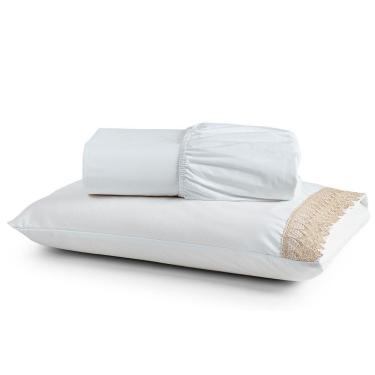 Imagem de Jogo De Lençol Solteiro Suavitec Com Grippir 2 Peças - Branco - 100% Algodão