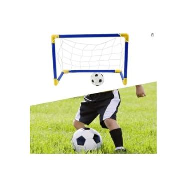 Imagem de Conjunto de Futebol Infantil, Trave com Rede Azul, Plástico, 60x41x29 cm, com Bola e Bomba de Ar, para Crianças a partir de 3 Anos