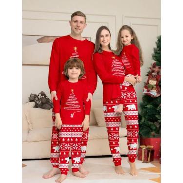 Imagem de Conjunto de Pijamas de Natal Família - Mamãe e Filha - Manga Comprida 