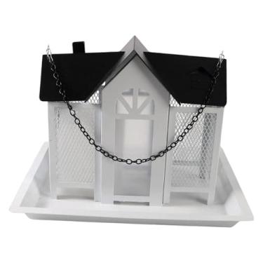 Imagem de Generic Alimentador de pássaros de metal, comedouro para flores, casinha de pássaros suspensa para árvores, Branco