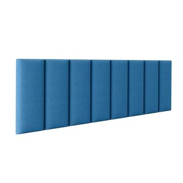 Imagem de Kit Cabeceira Modulada Estofada Cama Solteiro Casal Queen King - Varios Tamanhos (Azul, Queen)