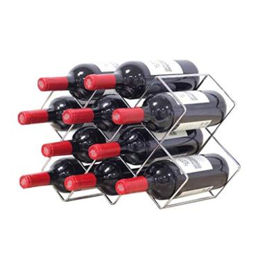 Imagem de Suporte de exibição para refrigerador de vinho com 10 garrafas em formato de diamante para sala de estar para casa e sala de estar