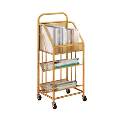 Imagem de RSLEE Estante leve e luxuosa, simples, estante móvel de 360° com rodas, carrinho multicamadas, estante com armazenamento