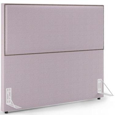 Imagem de Cabeceira Cama Box Casal Com Tachas 140 cm Vicenza L02 Bouclê Rosê - Lyam Decor