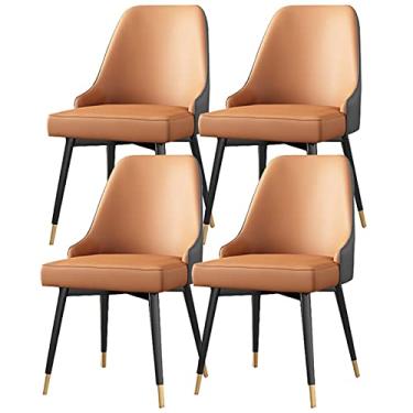 Imagem de Cadeira de jantar, cozinha, sala de jantar, móveis, cadeiras de jantar, conjunto de 4, cadeiras de cozinha para sala de estar, cadeiras de couro fosco sintético, cadeiras laterais de couro PU à prova