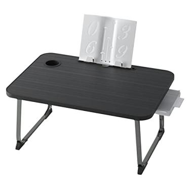 Imagem de Mesa de cama portátil para laptop, mesa de colo dobrável, bandeja de cama para laptop com gaveta de armazenamento, bandeja de mesa para tablet de colo para leitura, café da manhã, escritório em casa