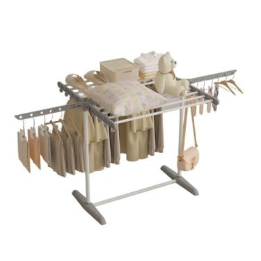 Imagem de Hhsdyl Varal de Roupas – Secador de Roupa Interior e Exterior, Cabide Dobrável, Suporte Suspenso, Prateleira para Roupas e Sapatos, Barra de Armazenamento de Roupa,Gray,One story B