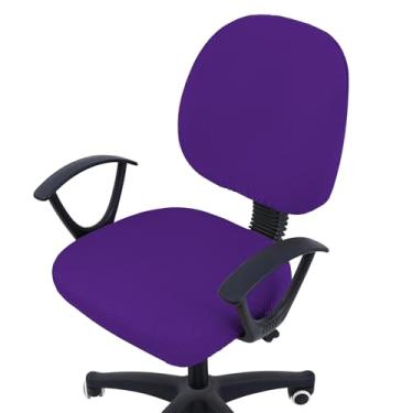Imagem de Smiry Capas de cadeira de escritório jacquard elásticas, removíveis e laváveis, universais, para cadeira giratória, capa para assento + encosto, violeta