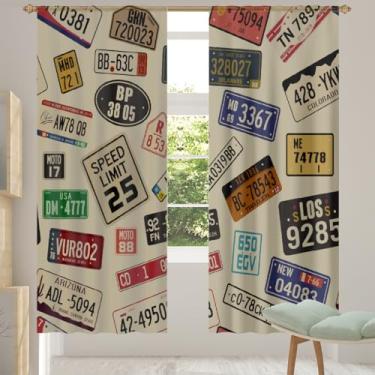 Imagem de 2 conjuntos de painéis monograma digital retrô cortinas transparentes arejadas com filtro leve painéis de cortina leve cortina de porta para janela para sala de estar, quarto, jantar, 84 polegadas de