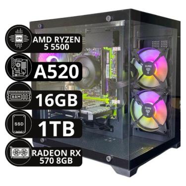 Imagem de Pc Gamer Amd Ryzen 5 5500 A520 16gb DDR4 Ssd 1tb Placa de video AMD de