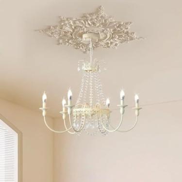 Imagem de Lustre de cristal estilo americano campestre com galhos - Iluminação LED vintage para sala, balcão de bar e quarto | Produto Cross-Border (6 lâmpadas)