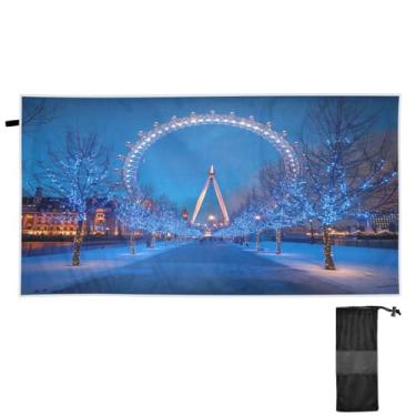 Imagem de Blueangle Toalha de praia de roda gigante de inverno - Toalhas de viagem compactas e leves - Toalha de secagem rápida super absorvente para natação, acampamento e férias (773)