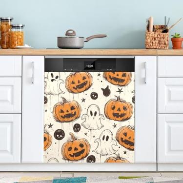 Imagem de ATTX Linda capa de ímã para lava-louças, elemento de Halloween, 58,4 cm C x 66 cm A, decoração da capa da máquina de lavar louça, decalques de armário doméstico e eletrodomésticos adesivos #215
