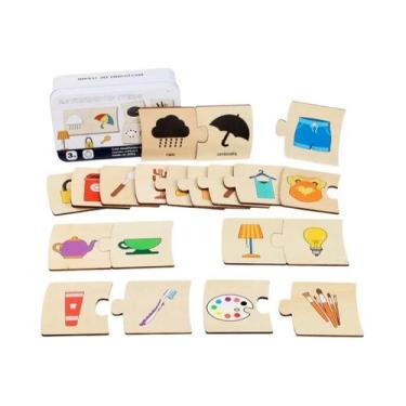 Imagem de Quebra-Cabeça De Alimentos De Animais De Madeira Para Crianças, Brinqu