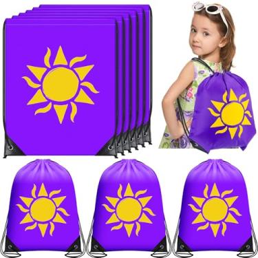 Imagem de Shinylin 12 peças de sacos de sol roxo com cordão roxo para festa de princesa, lembrancinhas de festa de príncipe douradas para casamento, lavanda, adereços de foto, chá de bebê, decoração de