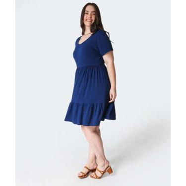 Imagem de Vestido Plus Size Feminino Babado Marisa Azul-10004, Azul, G2